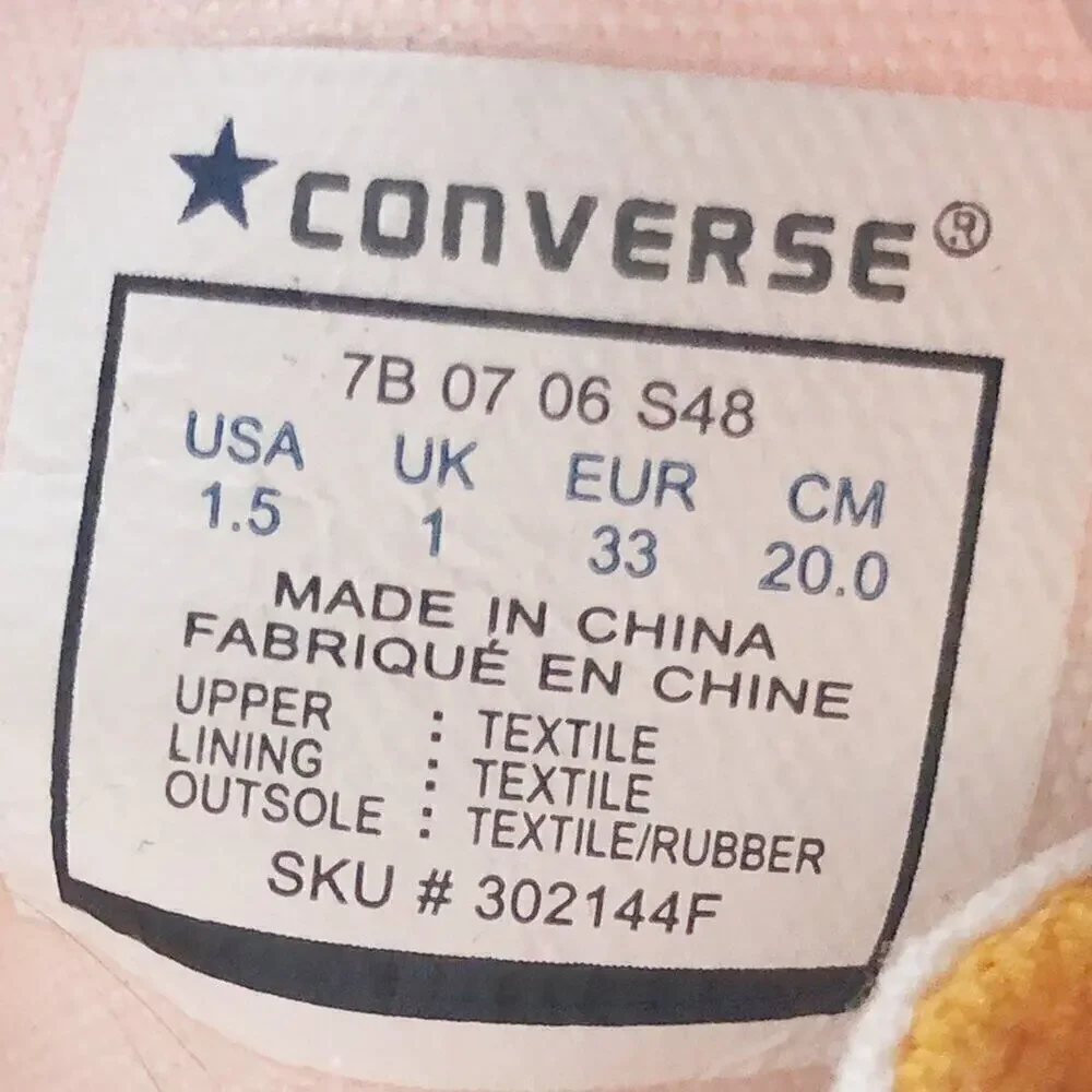 Converse All Star Chuck Taylor Space Hi Orange White Canvas Sneaker Girls Sz 1.5